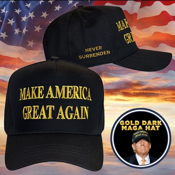 Other - Trump Black Cap Gold Embroidery Golden Era MAGA Hat Make America Great Again